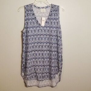 NWT Anthropologie T. La Hi-low V-neck Boho Inca Aztec Print Sleeveless Tunic Top